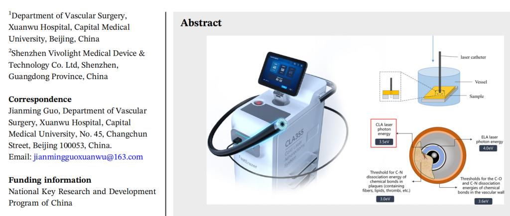 Il laser freddo da 355 nm apre con successo i vasi ostruiti: studio in vitro condotto dall'ospedale Xuanwu e da Vivolight Medical