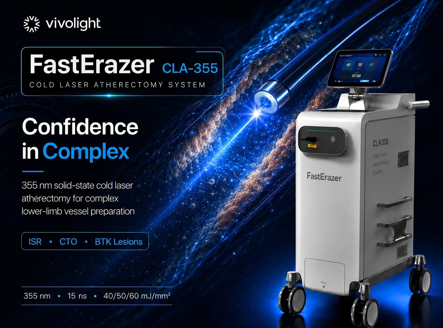 Il sistema di aterectomia laser a freddo FastErazer da 355 nm di Vivolight ha ottenuto l'approvazione NMPA in Cina.